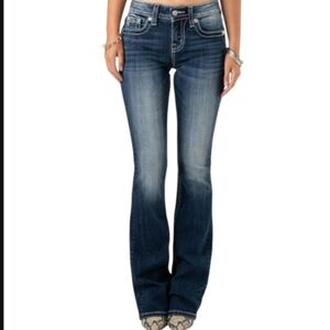 Miss Me Signature Boot Cut Low-Rise Embellished Jeans